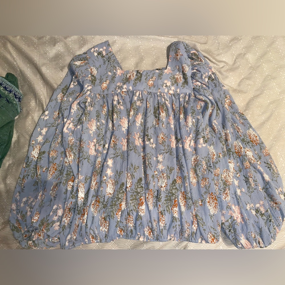 Floral square neck top